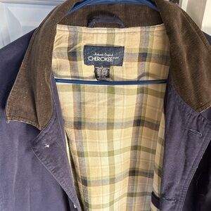 Cherokee Men's Blue Jacket with Brown Corduroy Collar